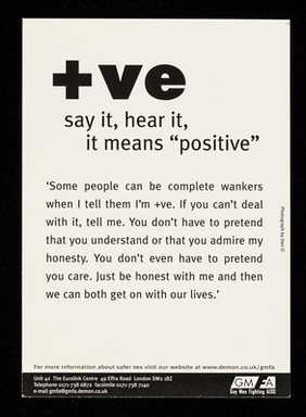 +ve : say it, hear it, it means "positive" / GMFA.