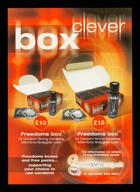 Box clever ... : Freedoms boxes and free packs... supporting your choice to use condoms / freedoms.org.uk.