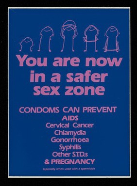 You are now in a safer sex zone : condoms can prevent AIDS, cervical cancer, chlamydia, gonorrhoea, syphilis, other S.T.D.s & pregnancy.