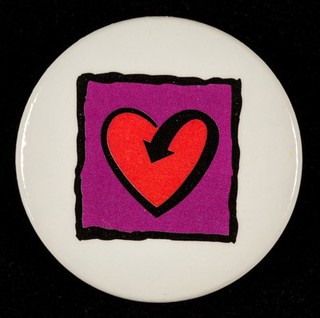 Not suitable for children under 3 years of age - sharp point present : [Terrence Higgins Trust 'heart/arrow' symbol badge : red heart on purple square].