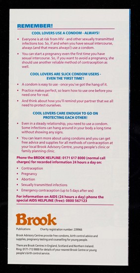 The cool lovers guide to slick condom use / Brook Publications.