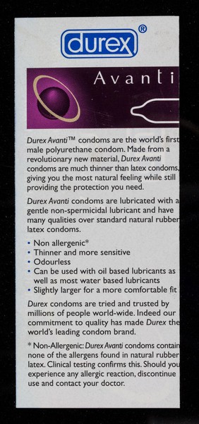 Durex Avanti : revoltionary non-latex condoms : please read this leaflet carefully / SSL International.