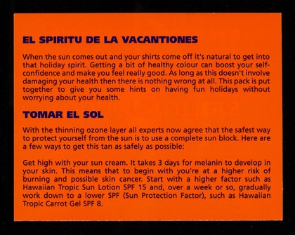 Hawaiian Tropic supporting Rubberstuffers condoms and lubricant : safer sun - safer sex / RS Health Ltd. (Rubberstuffers).