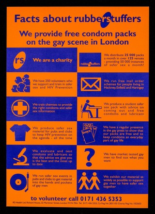 Facts about Rubberstuffers : we provide free condom packs on the gay scene in London / RS Health Ltd.