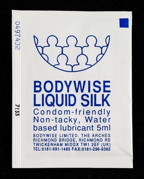 Bodywise Liquid Silk : condom friendly, non-tacky, water based lubricant 5ml / Bodywise Limited.