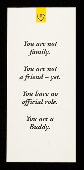You have just rung the doorbell of someone you have never met before. You are nervous... : On the other side of the door is someone every bit as nrevous as you are... / The Terrence Higgins Trust.