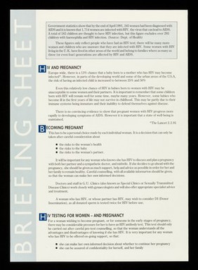 HIV & AIDS : information about mothers and children with HIV infection / written by Rosie Claxton for the Terrence Higgins Trust.