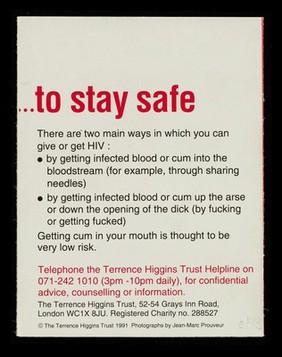 Tales of gay sex. 1, You're never too young... / Terrence Higgins Trust.