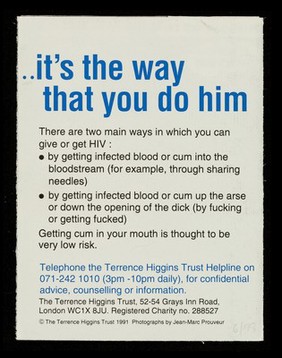 Tales of gay sex. 7, It ain't what you do... / Terrence Higgins Trust.