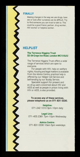 Reducing the risks : a leaflet for people who use drugs / Terrence Higgins Trust ; cartoon by Mike Linnell.