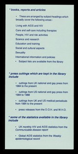 A brief guide to the Terrence Higgins Trust library / Terrence Higgins Trust.