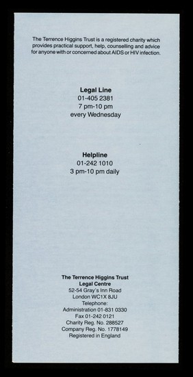 Legal services / The Terrence Higgins Trust.