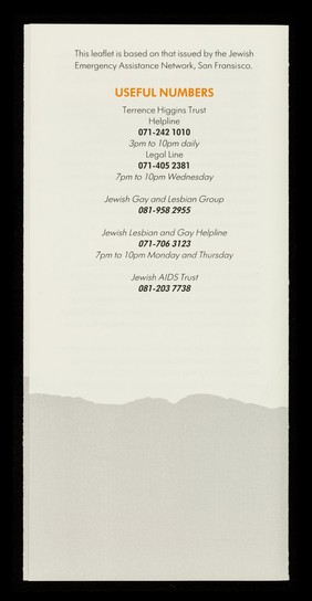 HIV & AIDS and the Jewish community / The Terrence Higgins Trust.