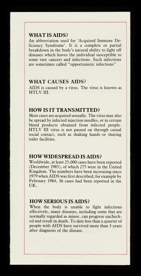 A.I.D.S. : the facts : compiled with the help and advice of doctors / The Terrence Higgins Trust.