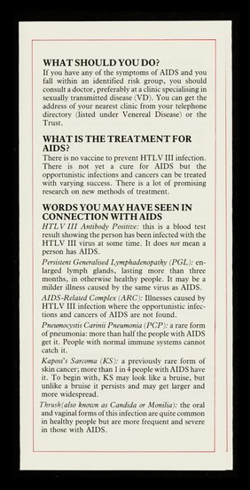 A.I.D.S. : the facts : compiled with the help and advice of doctors / The Terrence Higgins Trust.