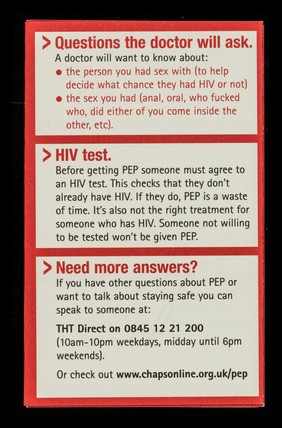 Keep this leaflet : it might be needed one day - by you, someone you have sex with or a friend / Terrence Higgins Trust.
