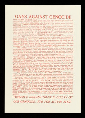 Gays Against Genocide ... : sack Nick the Sick now / Gays Against Genocide.