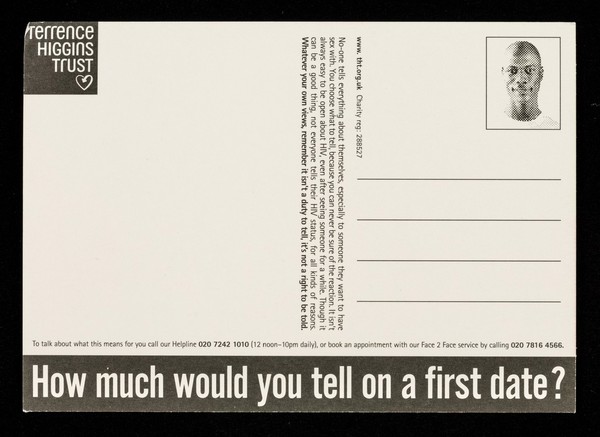 How much would you tell on a first date? / Terrence Higgins Trust.