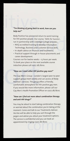 Body Positive : a guide to our services.