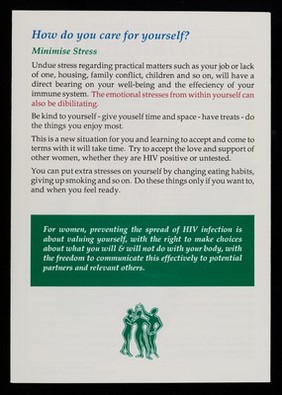 Information for women about HIV infection / written by positive women from the Body Positive women's group.