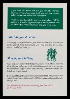 Information for women about HIV infection / written by positive women from the Body Positive women's group.