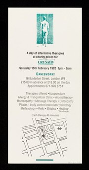 Treat yourself : a day of alternative therapies at charity prices for Crusaid : Saturday 15th February 1992 ...