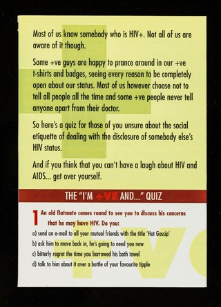 If someone tells you he's +ve does it change the way you feel about him? / GMFA, Crusaid.