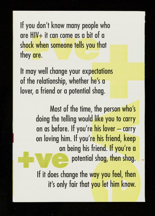 If someone tells you he's +ve does it change the way you feel about him? / GMFA, Crusaid.