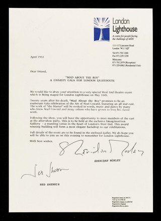Dear Friend : "Mad about the boy" : a charity gala for London Lighthouse / Sheridan Morley, Ned Sherrin.