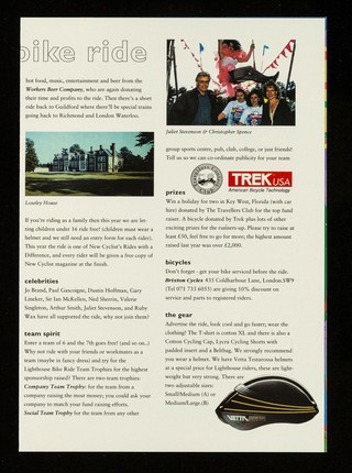 The lighthouse bike ride : London to Loseley House : Sunday 12 Sept. 1993 ... / Open Air Bike Rides.