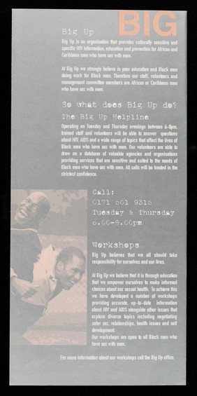 Big Up : black men who have sex with men delivering HIV/AIDS information to black men who have sex with men / Big Up.