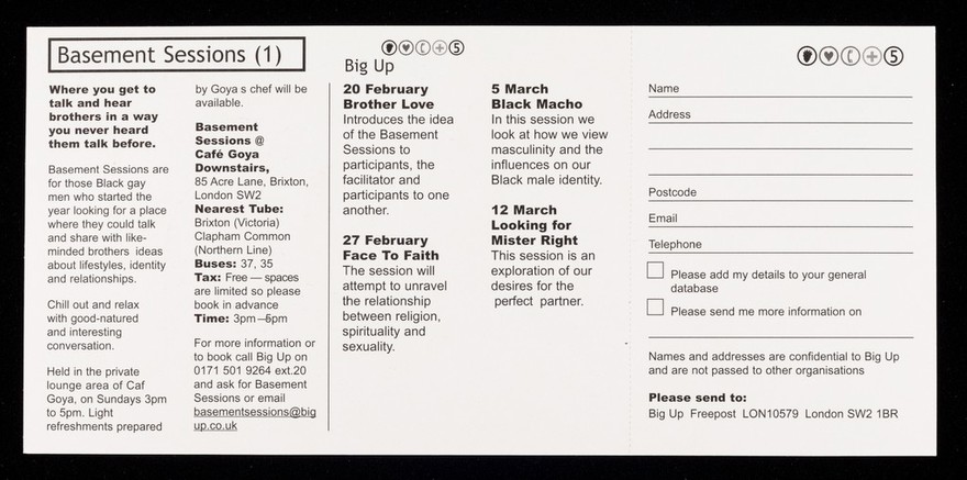 Basement sessions (1) : Sunday February 20 2000 to Sunday 12 March 2000 / Big Up.