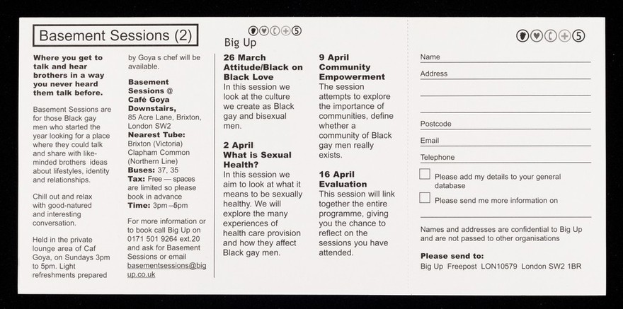 Basement sessions (2) : Sunday26 March to Sunday 16 April 2000 / Big Up.