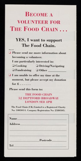 I want to give more than money : a little time... a little effort... a dash of salt and pepper... / The Food Chain.