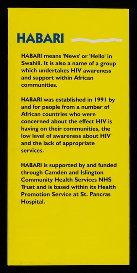 Habari / Habari Project, Health Promotion Services, St. Pancras Hospital ; Camden & Islington Health Promotion Service.