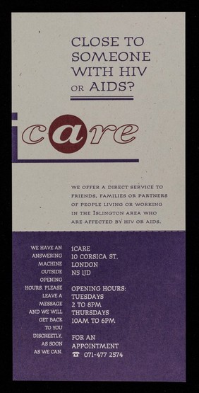 Close to someone with HIV or AIDS? / iCARE.