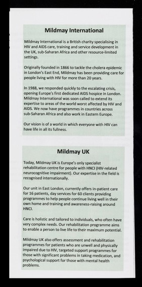 The changing face of HIV : Mildmay UK responding to HIV-related neurocognitive impairment / Mildmay, transforming HIV care.