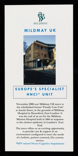Mildmay UK : Europe's specialist HNCI unit / Mildmay UK.