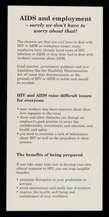 Practical support on HIV / AIDS for all employers : subscribe to our new HIV advisory service today / aNational AIDS Trust, employers initiative.