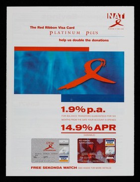 The Red Ribbon Visa card : Platinum Plus : help us double the donations ... the Red Ribbon Visa card is issued by MBNA Europe Bank Limited.