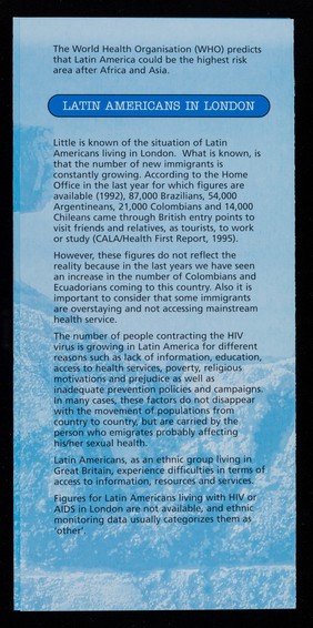 Naz Latina : a culturally and linguistically appropriate prevention and support service for Latin American communities in London / NPL, Naz Project London.