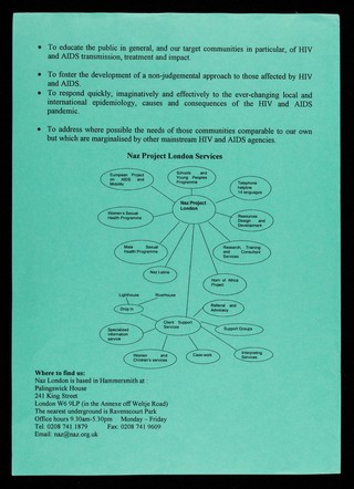 Information sheet / Naz Project London.
