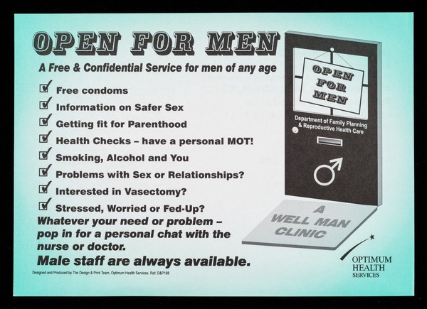 Open for men : a free & confidential service for men of any age / Optimum Health Services.