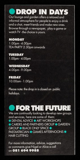 Services at the Positive Place : Summer 1994 : a centre for the support and care of people affected by HIV and AIDS / The Positive Place.