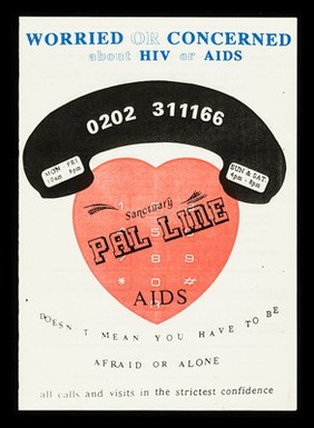 Worried or concerned about HIV or AIDS : Sanctuary Pal Line : AIDS doesn't mean you have to be afraid or alone / Sanctuary.