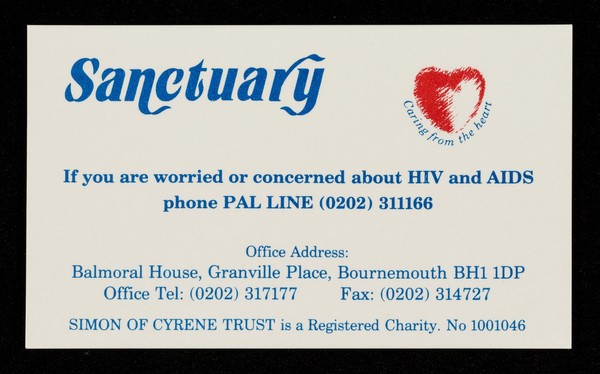 Sanctuary : if you are worried or concerned about HIV and AIDS phone PAL LINE (0202) 311166 / Sanctuary.