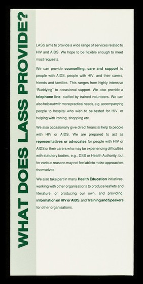 LASS : Leicestershire AIDS Support Services.