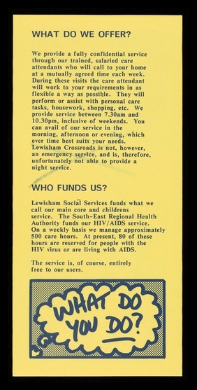 Positive Action : the attendant scheme for people with the HIV virus or who are living with AIDS / Lewisham Crossroads.