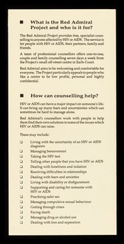 HIV/AIDS : a free, specialist counselling service / The Red Admiral Project.