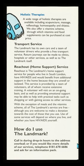 The Landmark : a centre for people affected by HIV/AIDS.